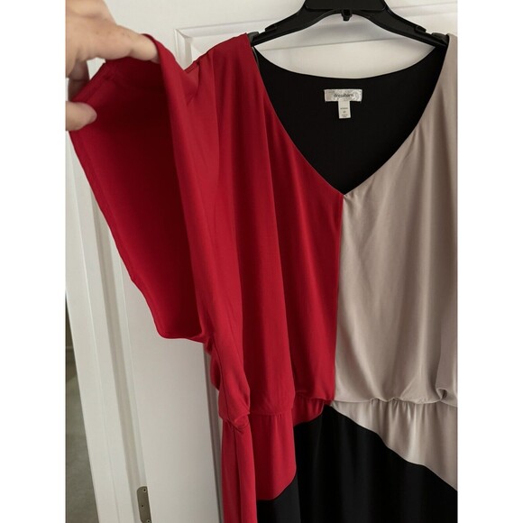 Dress Barn Dress Women’s Plus Size 22 V-Neck Color Block Elastic Waist - Picture 2 of 6